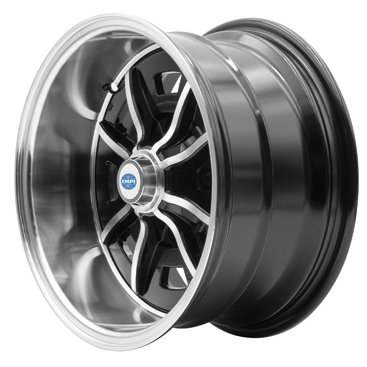 15" X 8" Vw Bug 4 Lug Black Empi Sprint Star Wheel Includes Cap - Valve Stem, Pair - Moore Parts