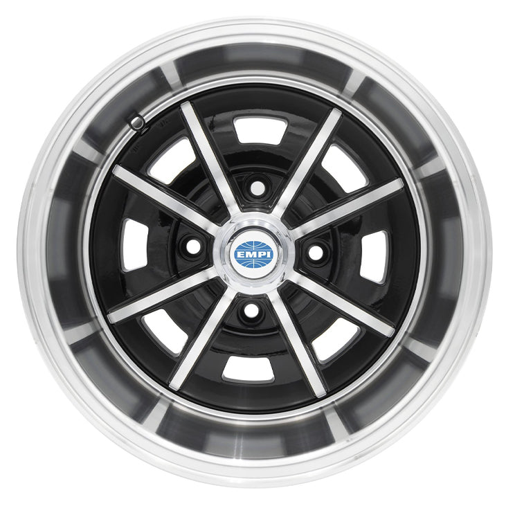 15" X 8" Vw Bug 4 Lug Black Empi Sprint Star Wheel Includes Cap - Valve Stem, Pair - Moore Parts