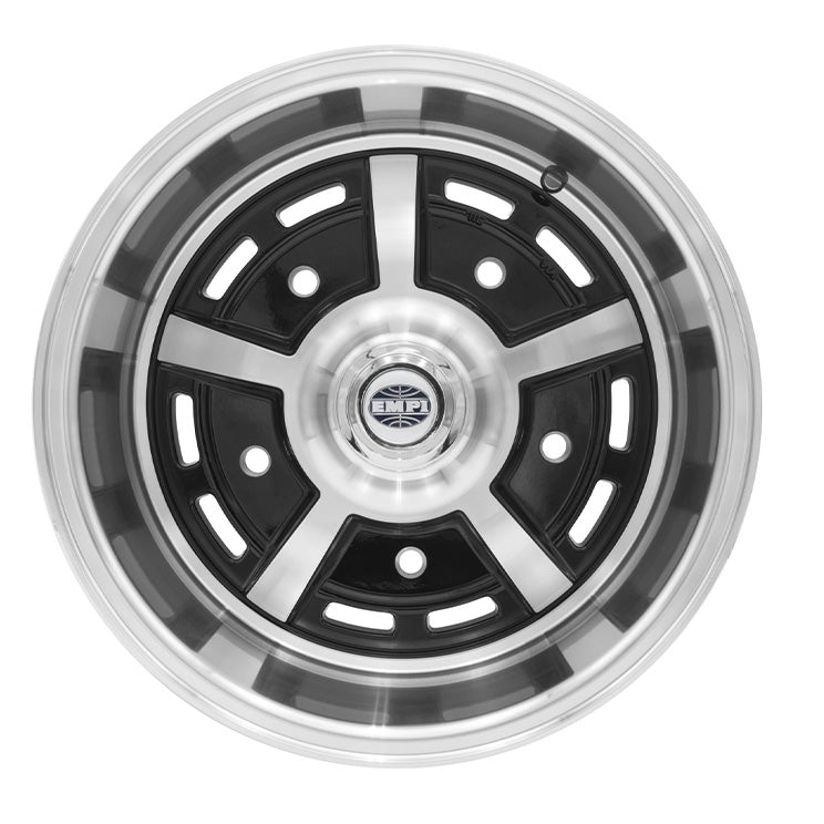 15" X 8" Vw Bug 5 Lug Black Empi Sprint Star Wheel Includes Cap - Valve Stem, Pair - Moore Parts