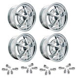 Set Of 4 17" x 7" Vw Bug 5 Lug Chrome Empi Raider Wheels & Lug Bolts | Moore Parts