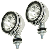 Empi 9310 Chrome 6" Round Off - Road Light W/Mounting Post - H3 100W, Pair - Moore Parts