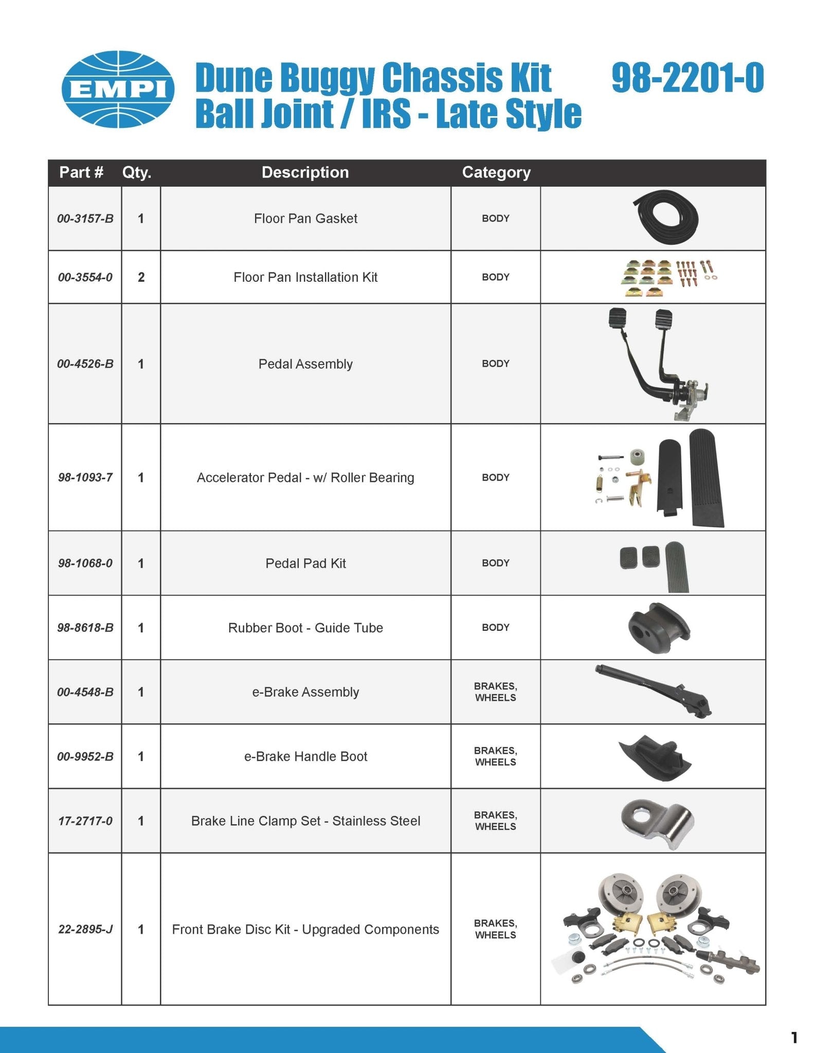 EMPI Buggy In A Box, Dune Buggy Chassis Kit Ball Joint / IRS - Late Style - Moore Parts