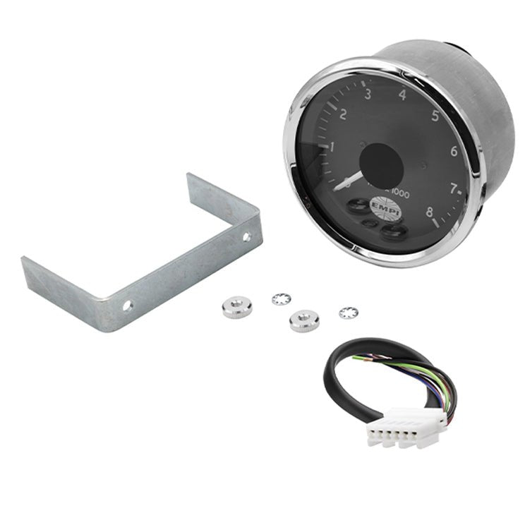EMPI GTV Rally Gauge, Tachometer (0 - 8000 RPM) 3 - 1/8” Diameter - Moore Parts