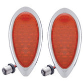 Led Ford Teardrop Tail Lights, Chrome Bezel, Red Lens, 51 Led Lights, Pair - Moore Parts