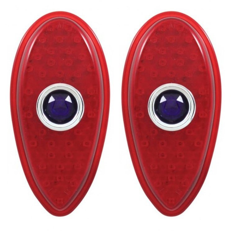 Led Ford Teardrop Tail Lights With Blue Dot, 31 Led Lights, Pair - Moore Parts