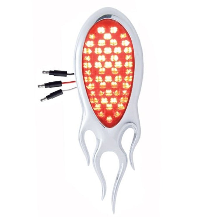Led Ford Teardrop Tail Lights With Chrome Flame Bezel Trim, Pair - Moore Parts