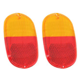 Left & Right Tail Light Lens 1962 - 71 Vw Bus, Amber / Red Euro Lens, Pair - Moore Parts