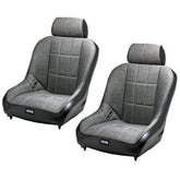 Pair - Empi 62 - 2766 Race Trim Suspension Lo - Back Seats - Grey Cloth/Black Vinyl - Moore Parts