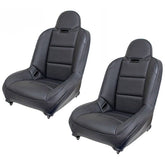 Pair - Empi 62 - 2777 Race Trim Suspension Hi - Back Seats - Black Vinyl/Carbon Vinyl - Moore Parts
