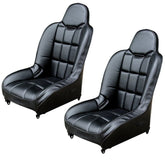 Pair - Empi 62 - 2795 Race Trim X - Wide Suspension Hi - Back Seats - Black Vinyl/ Vinyl - Moore Parts
