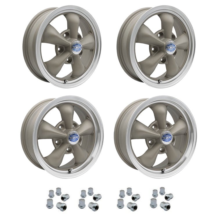 Set Of 4, 15" X 4.5" & 6" Porsche 5 Lug Empi Torque Star 2 Wheels & Lugs - Moore Parts
