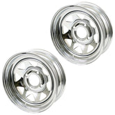 Vw Baja Bug 15X5 Chrome Steel Spoke 4 Lug Wheel 2 - 1/2" Back Space, Pair - Moore Parts