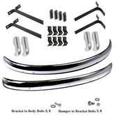 Vw Bug 1955 - 67 Front And Rear Cal Bumper Blade Kit W/Brackets, Hardware, Euro - Moore Parts