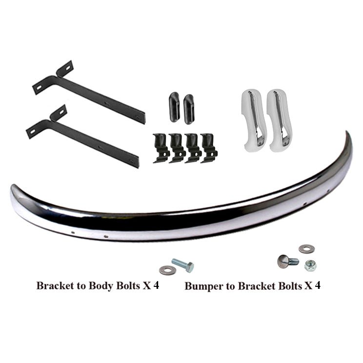 Vw Bug 1955 - 67 Rear Cal Bumper Blade Kit W/Brackets, Hardware, Euro - Moore Parts