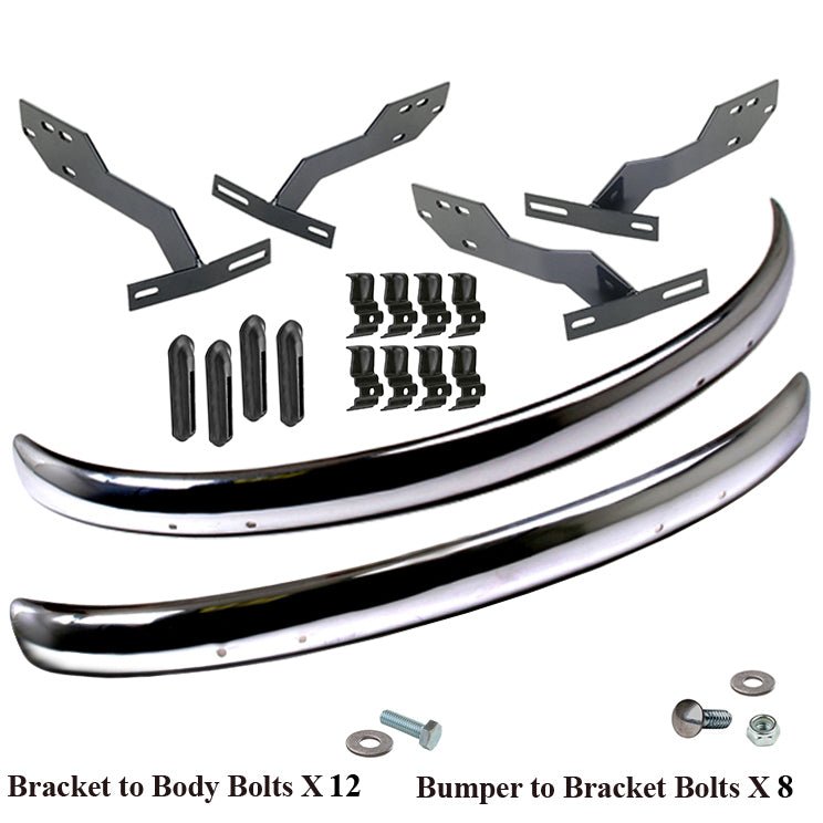 Vw Bug 1968 - 73 Front And Rear Early Blade Bumper Kit W/Conversion Brackets, Cal - Moore Parts