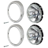 Vw Bug H4 Headlight Bucket Assembly Kit W/Chrome Rings. Pair Left & Right - Moore Parts