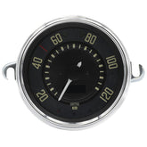 VW Bug & Super Beetle 0 - 120 KMH Speedometer By Smiths, Black Dial, Chrome Bezel - Moore Parts