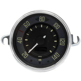 VW Bug & Super Beetle 0 - 140 KMH Speedometer By Smiths, Black Dial, Chrome Bezel - Moore Parts