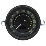 VW Bug & Super Beetle 0 - 200 MPH Speedometer By Smiths, Black Dial, Black Bezel - Moore Parts