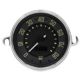 VW Bug & Super Beetle 0 - 80 MPH Speedometer By Smiths, Black Dial, Chrome Bezel - Moore Parts