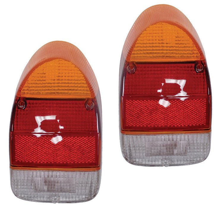 Vw Bug Tail Light Lens 1971 - 72 Amber, Red Euro Lens, Left & Right, Pair - Moore Parts