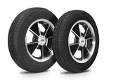 VW Bug Wheel & Tire Package, Yokohama Tires and EMPI 4 Lug Staggered, Black/Polished Wheels Set Of 4 - Moore Parts
