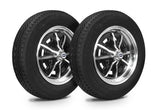 VW Bug Wheel & Tire Package, Yokohama Tires & EMPI 4 Lug Sprintstar Black/Polished Wheels Set Of 4 - Moore Parts