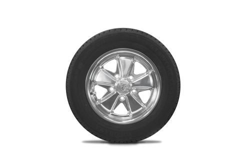 VW Bug Wheel & Tire Package, Yokohama Tires & EMPI 5 Lug Alloy Polished Wheels Set Of 4 - Moore Parts