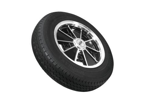VW Bug Wheel & Tire Package, Yokohama Tires & EMPI 5 Lug Black/Polished Wheels Set Of 4 - Moore Parts