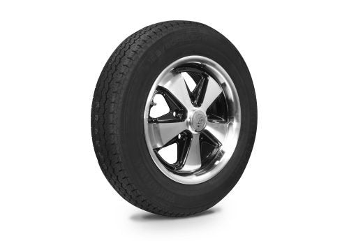 VW Bug Wheel & Tire Package, Yokohama Tires & Empi 5 Lug Staggered, Alloy Black/Polished Wheels Set Of 4 - Moore Parts