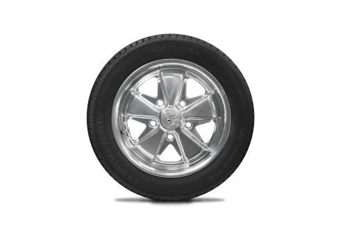 VW Bug Wheel & Tire Package, Yokohama Tires & EMPI 5 Lug Staggered, Alloy Polished Wheels Set Of 4 - Moore Parts