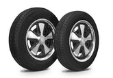 VW Bug Wheel & Tire Package, Yokohama Tires & EMPI 5 Lug Staggered, W/ Alloy Black/Polished Wheels Set Of 4 - Moore Parts
