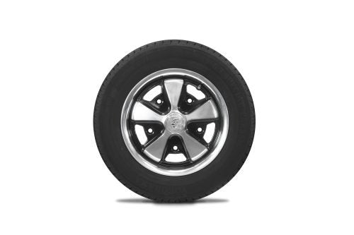 VW Bug Wheel & Tire Package, Yokohama Tires & EMPI 5 Lug W/ Alloy Black/Polished Wheels Set Of 4 - Moore Parts