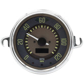 VW Bus 0 - 120 MPH Speedometer By Smiths, Brown Dial, Chrome Bezel - Moore Parts