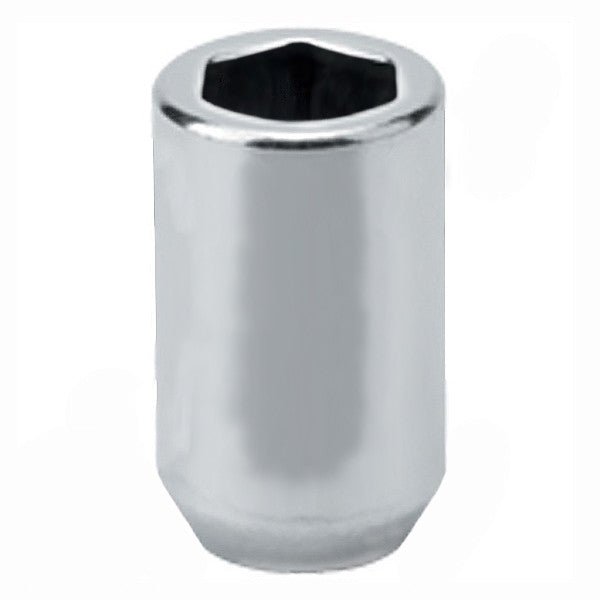 1/2" Chrome Standard 60 Degree Tuner Lug Nut 20 TPI 1.28" Depth, 10 Pack - Moore Parts