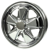 15" X 4 - 1/2" Porsche 5 Lug Chrome Empi 911 Alloy Wheel Includes Cap - Valve Stem - Moore Parts