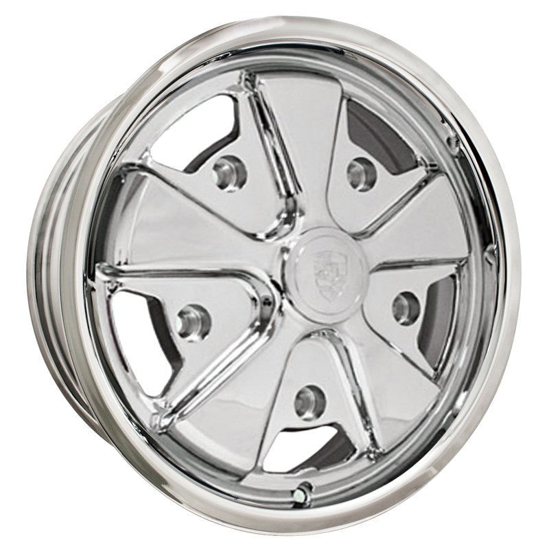 15" X 4 - 1/2" Vw Bug 5 Lug Chrome Empi 911 Alloy Wheel Includes Cap - Valve Stem - Moore Parts