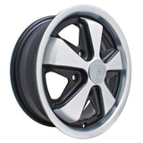 15" X 5 - 1/2" Porsche 5 Lug Polished / Gloss Black Empi 911 Alloy Wheel - Moore Parts