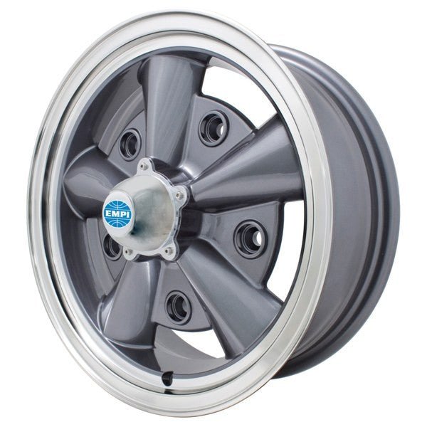 15" X 5 - 1/2" Vw Bug 5 Lug Anthracite Empi 5 - Rib Wheel Includes Cap - Valve Stem - Moore Parts