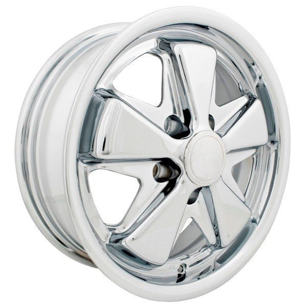 15" X 5 - 1/2" Vw Bus 5 Lug Chrome Empi 911 Alloy Includes Cap - Valve Stem - Moore Parts