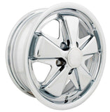 15" X 5 - 1/2" Vw Bus 5 Lug Chrome Empi 911 Alloy Includes Cap - Valve Stem - Moore Parts