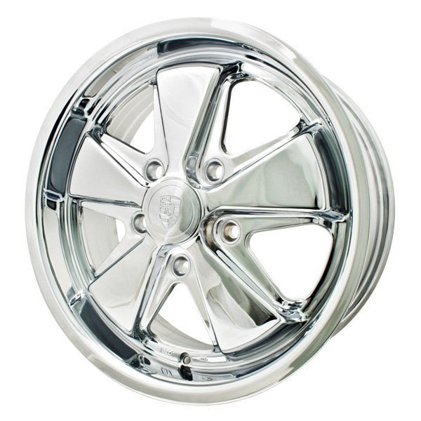 17" x 7" Porsche 5 Lug Chrome Empi 911 Alloy Wheel Includes Cap - Valve Stem - Moore Parts