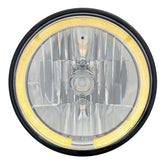 7" Crystal Headlight W/Amber LED Halo Ring, 9007 Bulb & H4 Adapter - Moore Parts