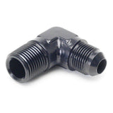 An Hose Adapter Fitting - Male 1/2" NPT To Male 8 / 90 Degree - Black - Moore Parts