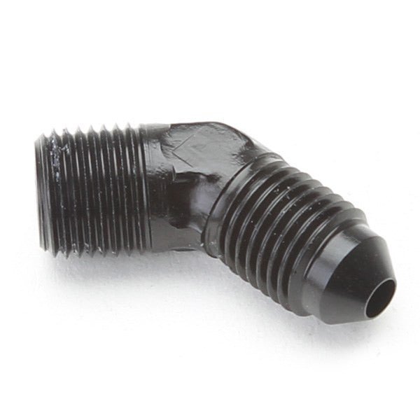 An Hose Adapter Fitting - Male 1/8" NPT To Male 3 / 45 Degree - Black - Moore Parts