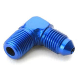 An Hose Adapter Fitting - Male 1/8" NPT To Male 3 / 90 Degree - Blue - Moore Parts