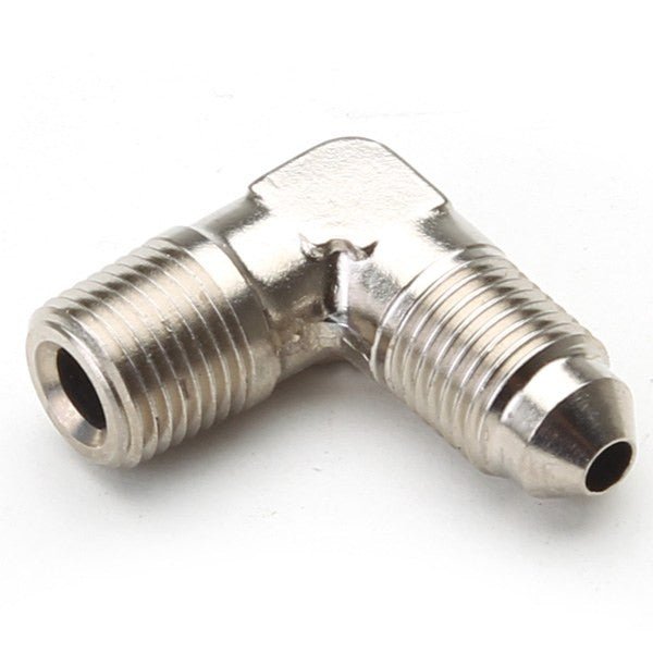 An Hose Adapter Fitting - Male 1/8" NPT To Male 3 / 90 Degree - Steel - Moore Parts
