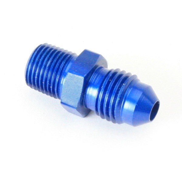 An Hose Adapter Fitting - Male 1/8" NPT To Male 4 / Straight - Blue - Moore Parts