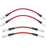 Brake Line Kit Vw Bug 1965 - 66. Red Steel Braided 4 - Piece Set - Moore Parts