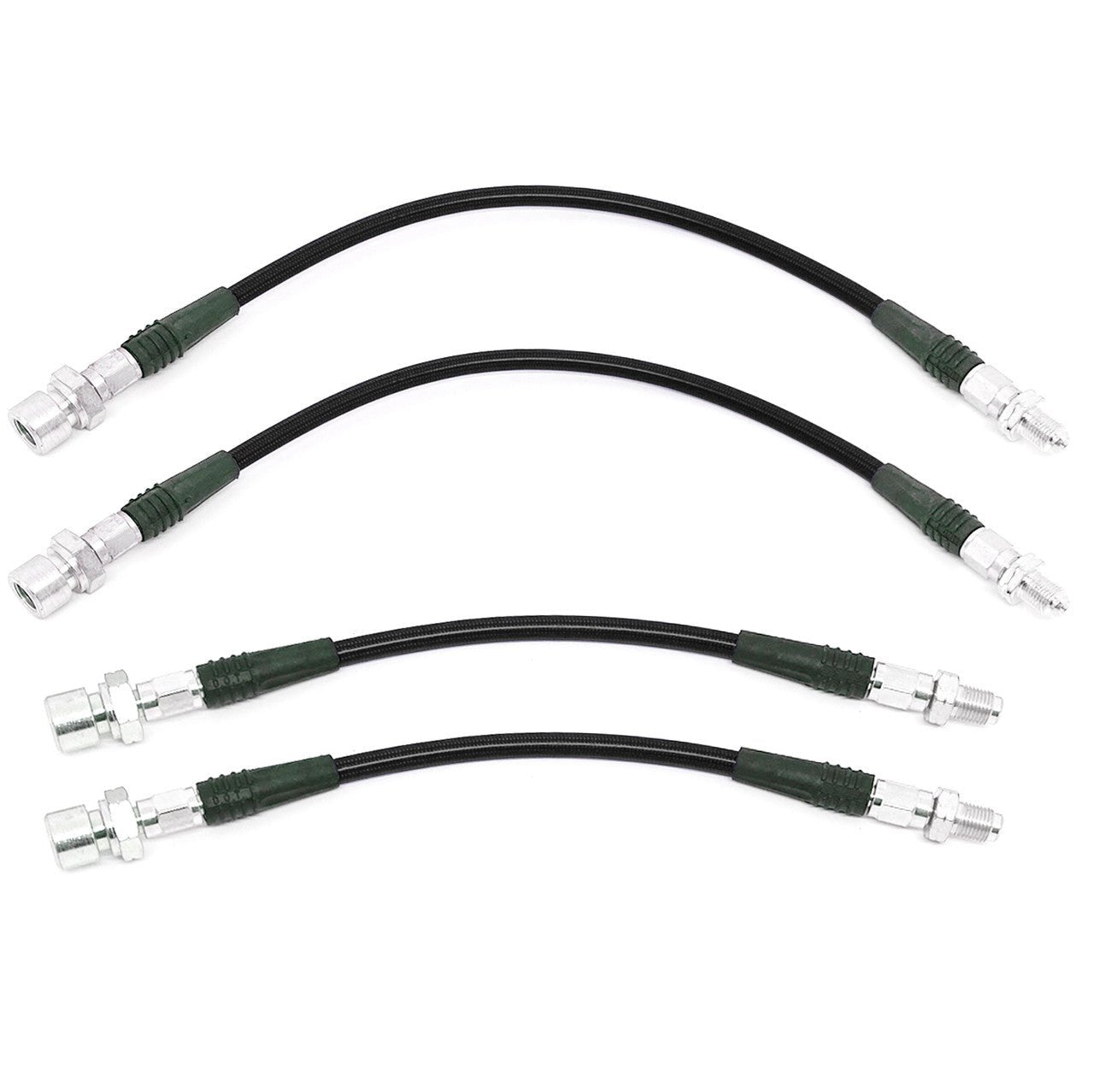 Brake Line Kit Vw Bug 1969 - 77. Black Steel Braided 4 - Piece Set - Moore Parts